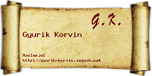 Gyurik Korvin névjegykártya